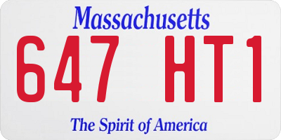 MA license plate 647HT1