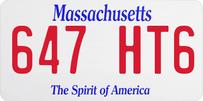 MA license plate 647HT6