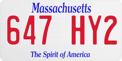 MA license plate 647HY2