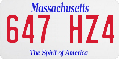 MA license plate 647HZ4