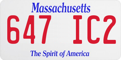 MA license plate 647IC2