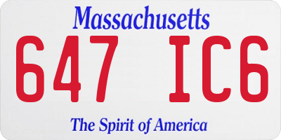 MA license plate 647IC6