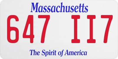 MA license plate 647II7