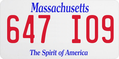 MA license plate 647IO9