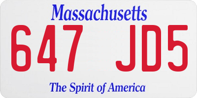 MA license plate 647JD5