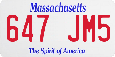 MA license plate 647JM5