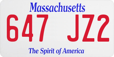 MA license plate 647JZ2