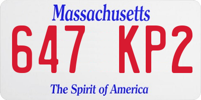 MA license plate 647KP2