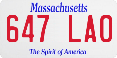 MA license plate 647LA0