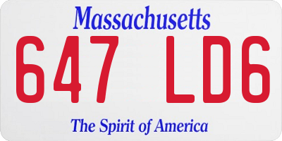 MA license plate 647LD6
