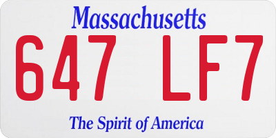MA license plate 647LF7