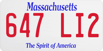 MA license plate 647LI2