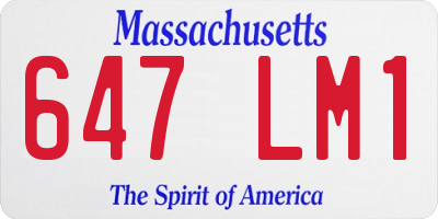 MA license plate 647LM1