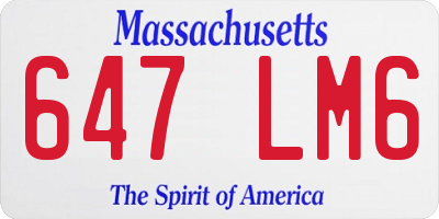 MA license plate 647LM6