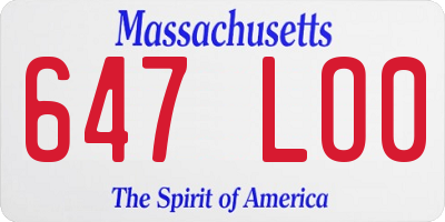 MA license plate 647LO0