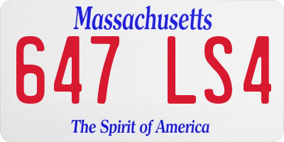 MA license plate 647LS4