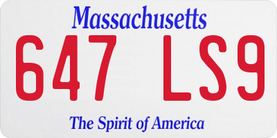MA license plate 647LS9