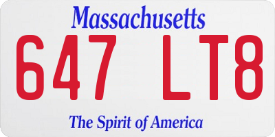 MA license plate 647LT8