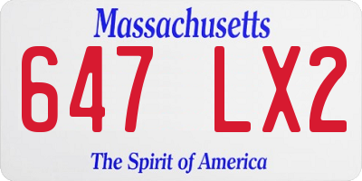 MA license plate 647LX2