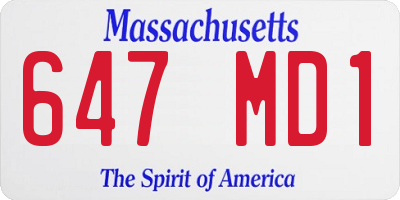 MA license plate 647MD1