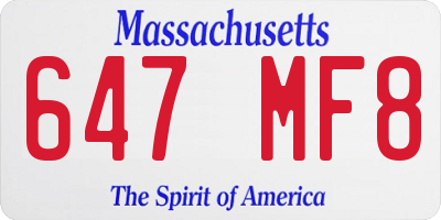MA license plate 647MF8