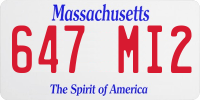 MA license plate 647MI2