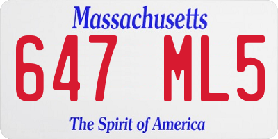 MA license plate 647ML5