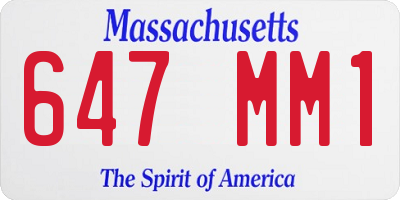 MA license plate 647MM1