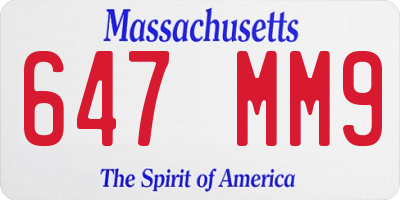 MA license plate 647MM9