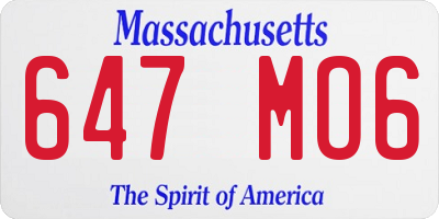 MA license plate 647MO6