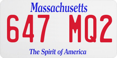 MA license plate 647MQ2