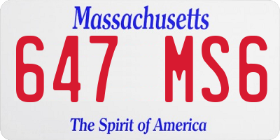 MA license plate 647MS6
