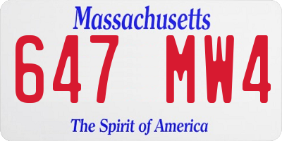 MA license plate 647MW4
