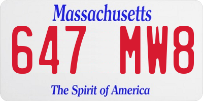 MA license plate 647MW8