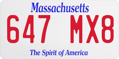 MA license plate 647MX8