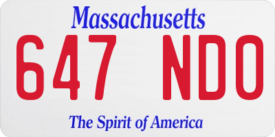 MA license plate 647ND0