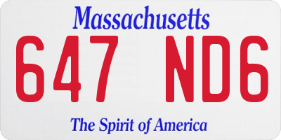 MA license plate 647ND6