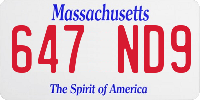 MA license plate 647ND9