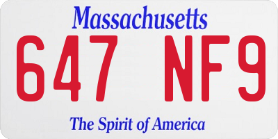 MA license plate 647NF9