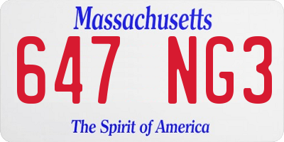 MA license plate 647NG3