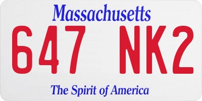 MA license plate 647NK2