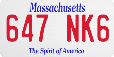 MA license plate 647NK6