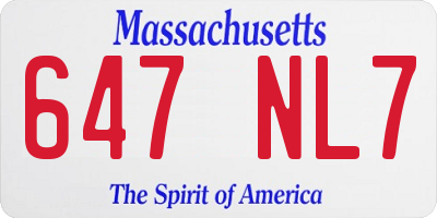 MA license plate 647NL7
