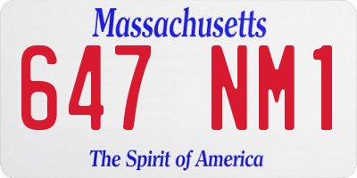 MA license plate 647NM1