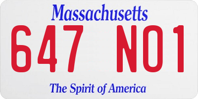 MA license plate 647NO1