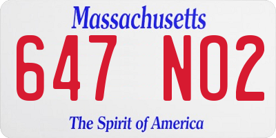 MA license plate 647NO2