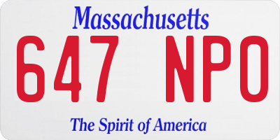 MA license plate 647NP0