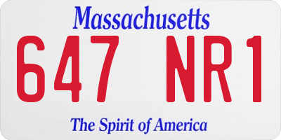 MA license plate 647NR1