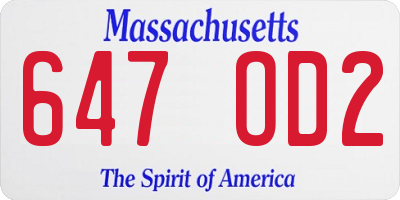 MA license plate 647OD2