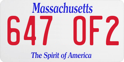 MA license plate 647OF2